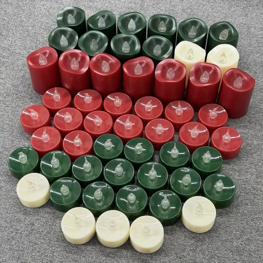 Bulk 54pc Lot Flameless LED Tea Light Votive Candles Red Green White Holiday